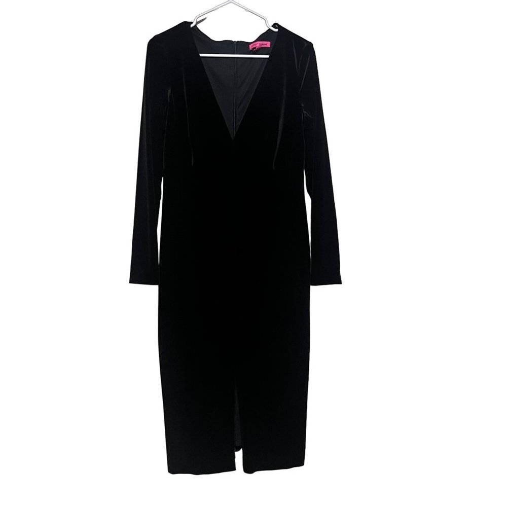 Betsy Johnson Long Sleeve Black Velvet Maxie Dress Size 12